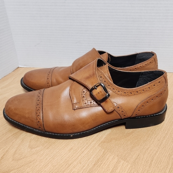 Nunn Bush Newton Monk Strap Slip-On Brown leather Oxford. Men's size 10.5W - Picture 1 of 16
